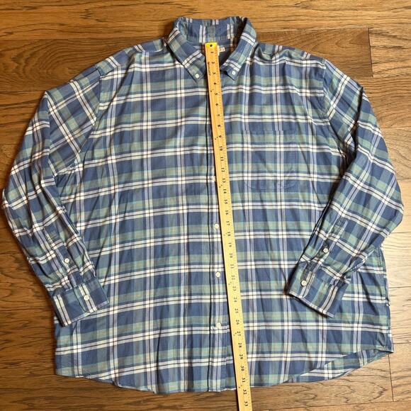 Faherty Blue Plaid Flannel Men's Button Down Shirt Soft Supima Cotton Size 2XL - Picture 5 of 6
